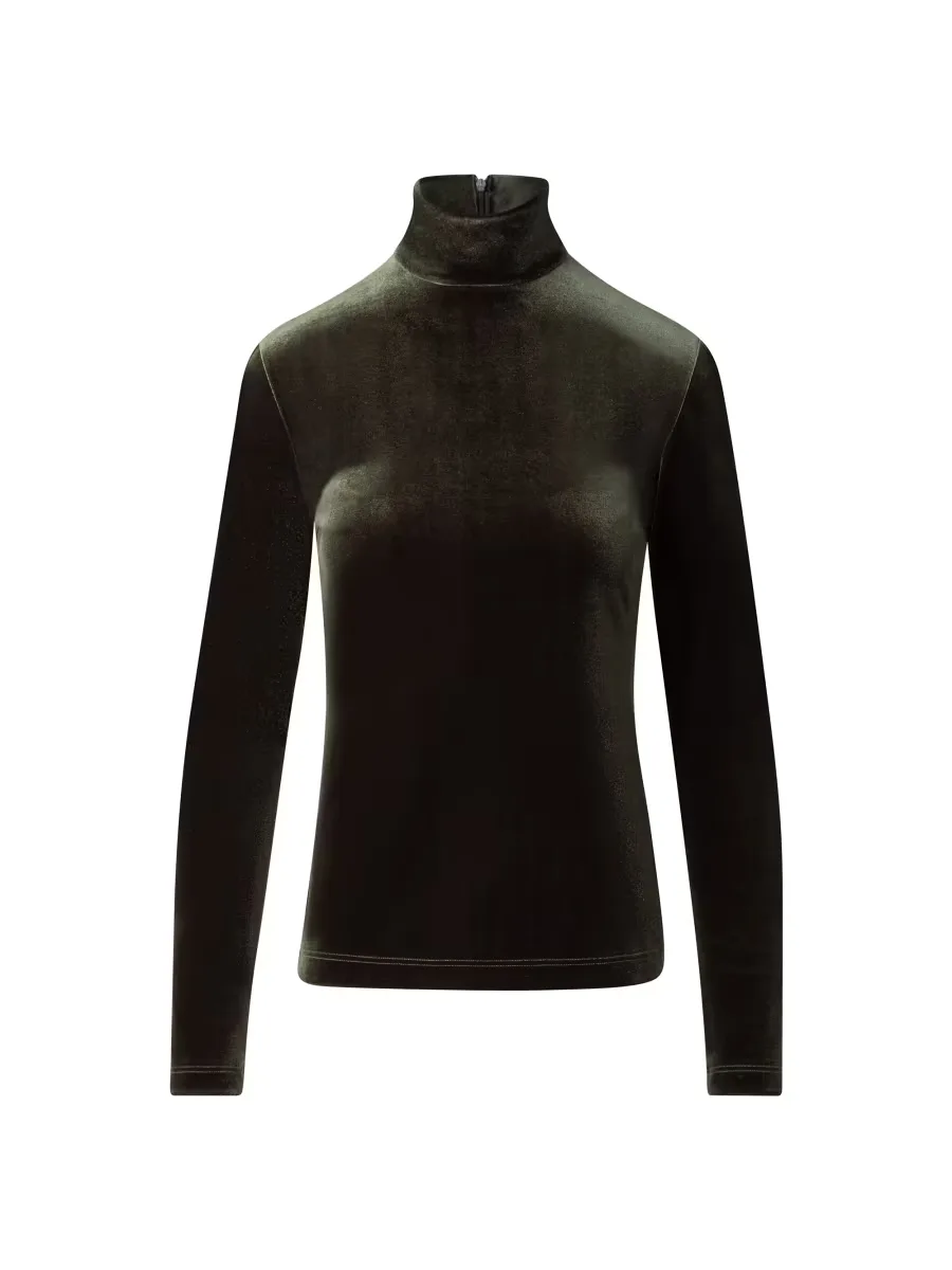 Velvet Mock Turtleneck Top by Akris