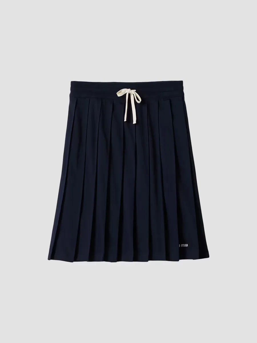 Pleated Garment-Dyed Jersey Skirt by Miu Miu