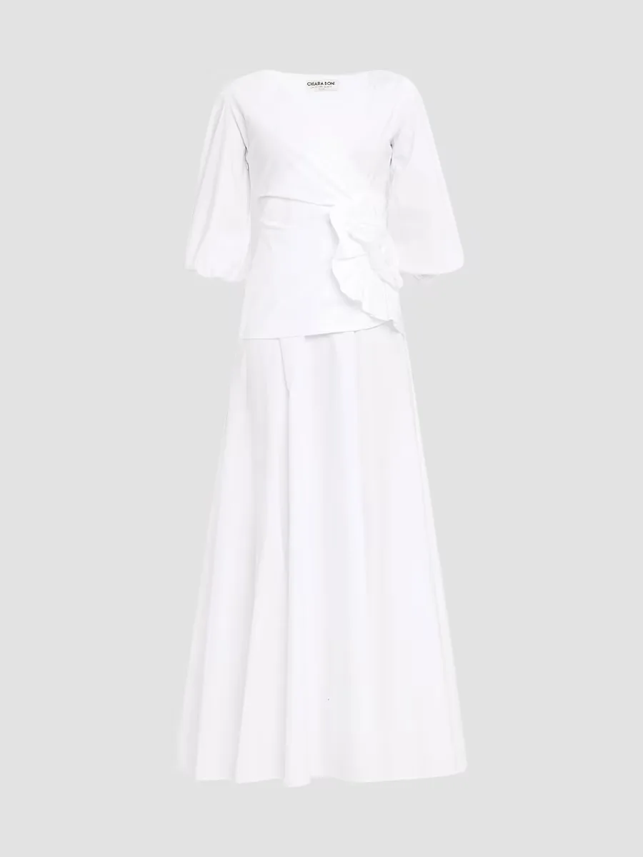 Flower-Appliquéd Stretch Cotton Maxi Dress by Chiara Boni La Petite Robe
