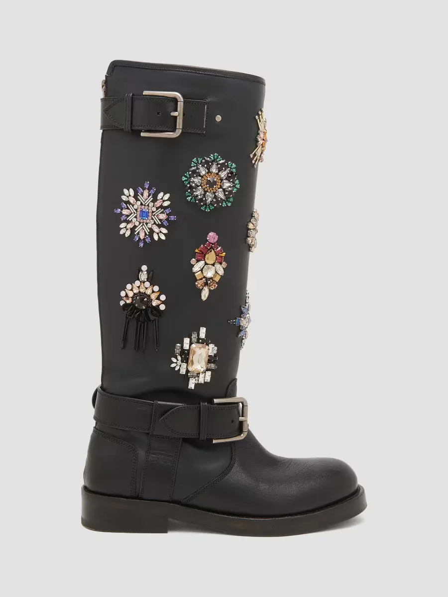Embellished Knee-High Boots by Dolce & Gabbana