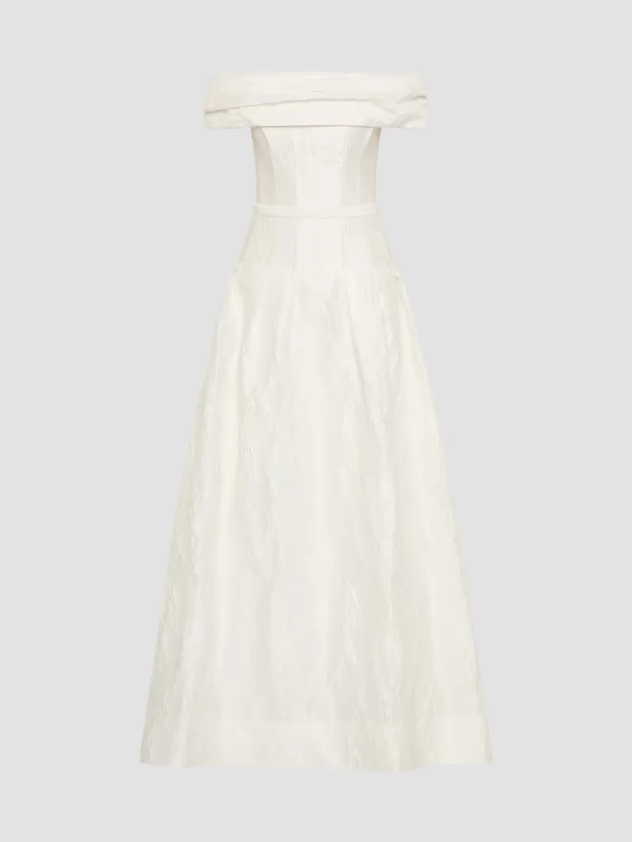 Revolution Embossed Jacquard Off-The-Shoulder Gown by Rebecca Vallance