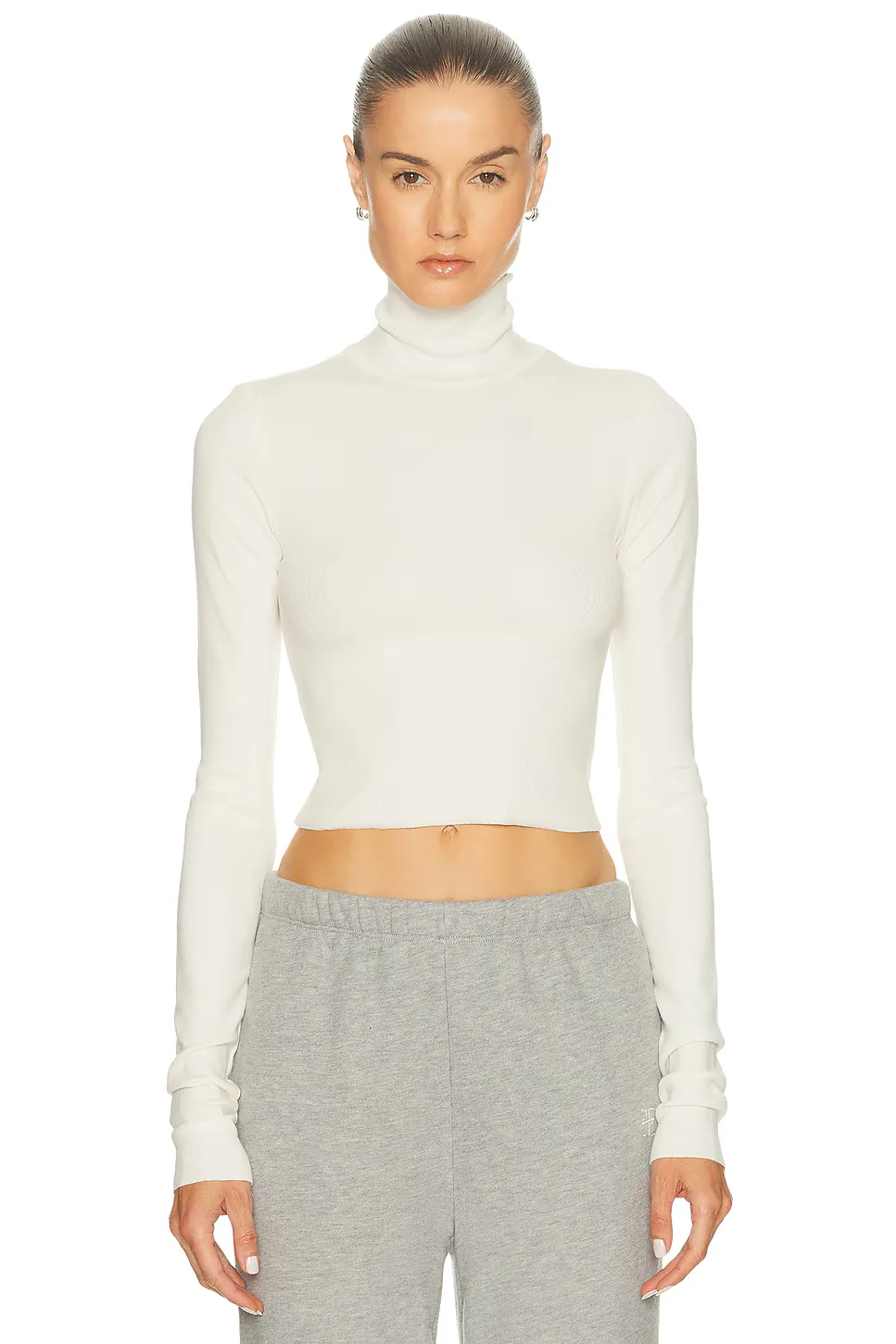 Cropped Fitted Turtleneck Top by Eterne