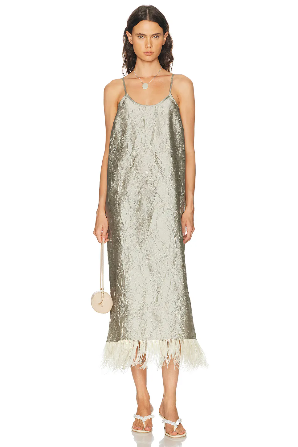 Feather Trim Dress by Chan Luu
