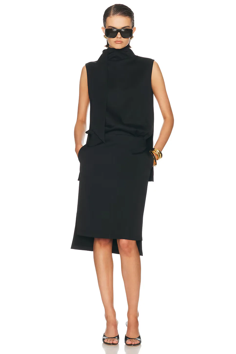 Noa Mock Neck Sleeveless Dress by Brandon Maxwell