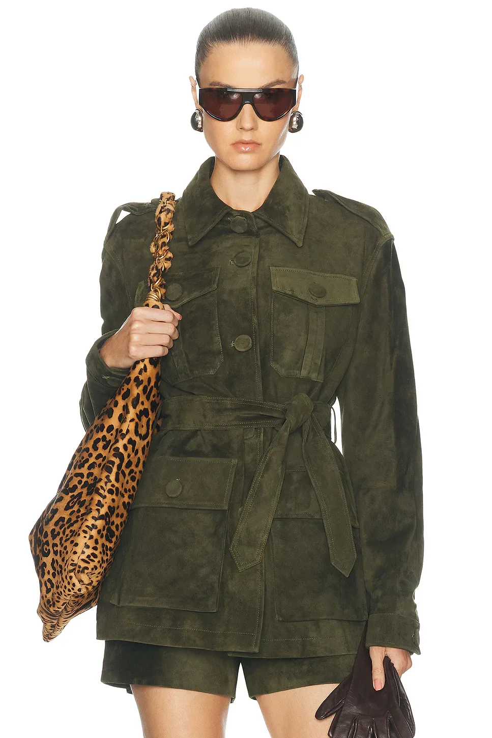 Lamb Leather Suede Mid Jacket by Aexae