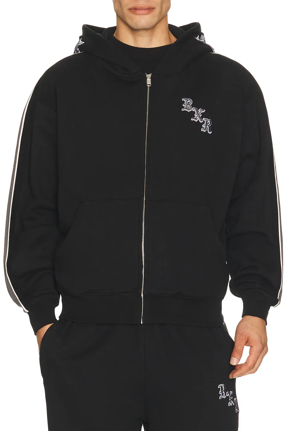 Born x Raised Sport Stripe Zip Up Hoodie by Born