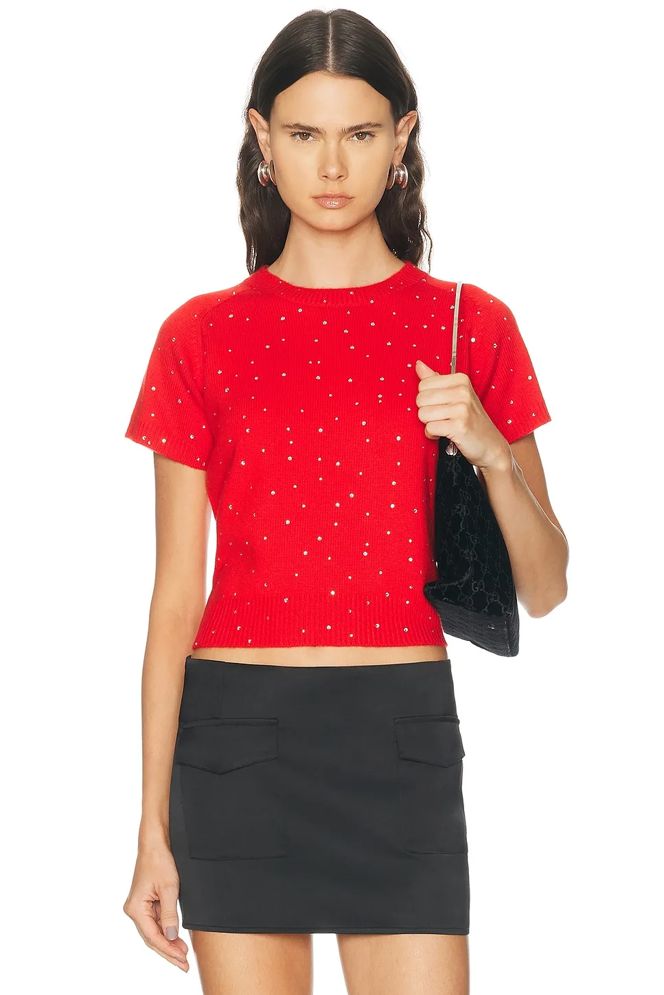 Rhinestone Cashmere T-Shirt by Calle Del Mar
