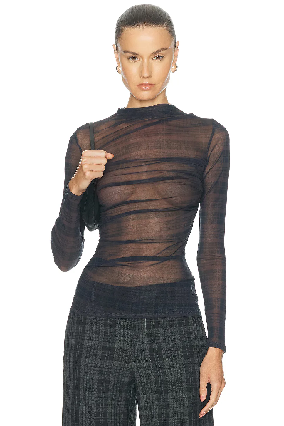 Mesh Long Sleeve Twist Top by Enza Costa