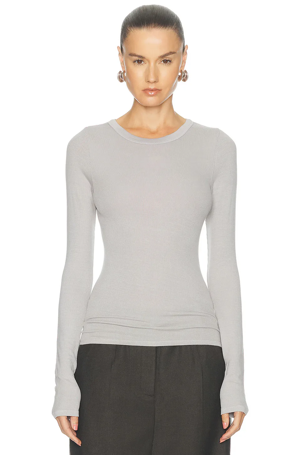 Silk Rib Essential Crewneck Top by Enza Costa