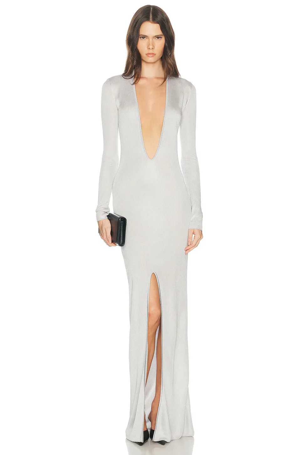 Monrow Plunge Knit Gown by Helsa