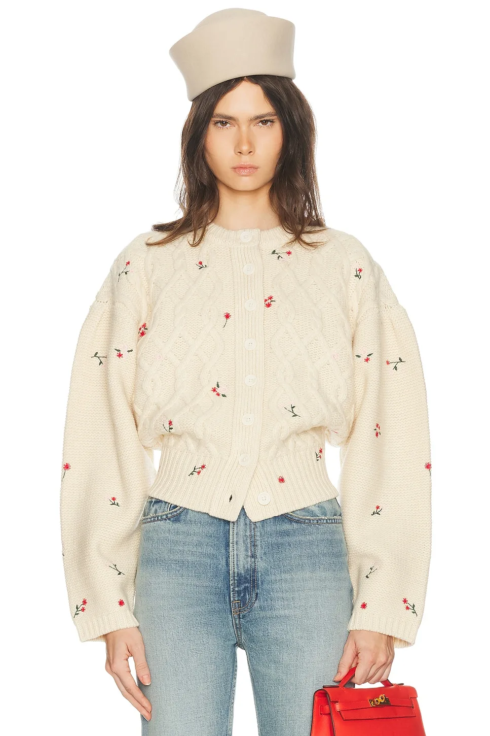 Jeanette Embroidered Merino Cardigan by Helsa