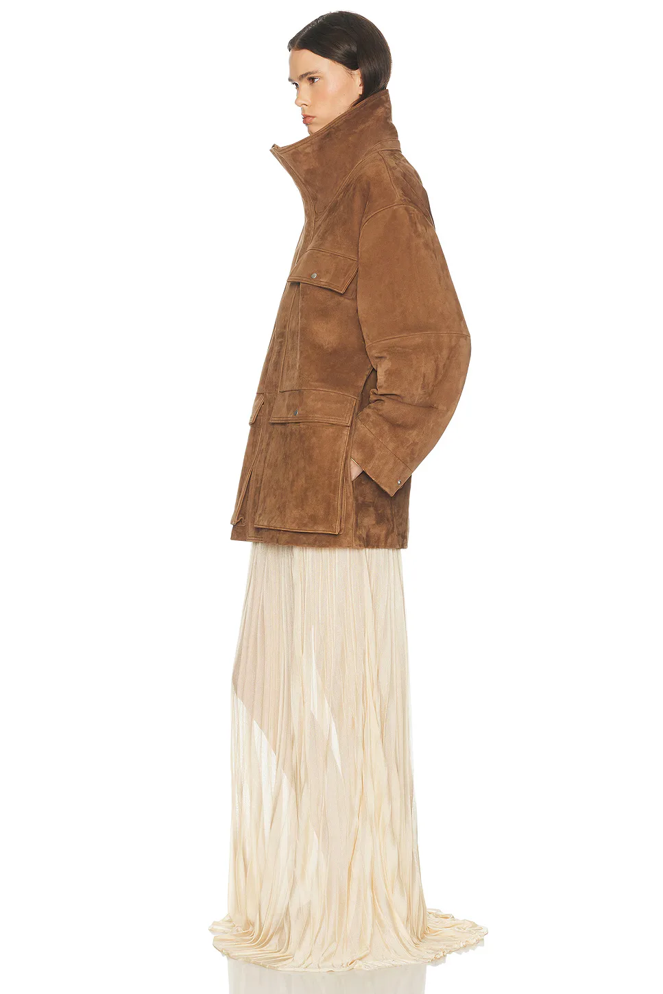 Suede Oversized Utility Jacket by Helsa