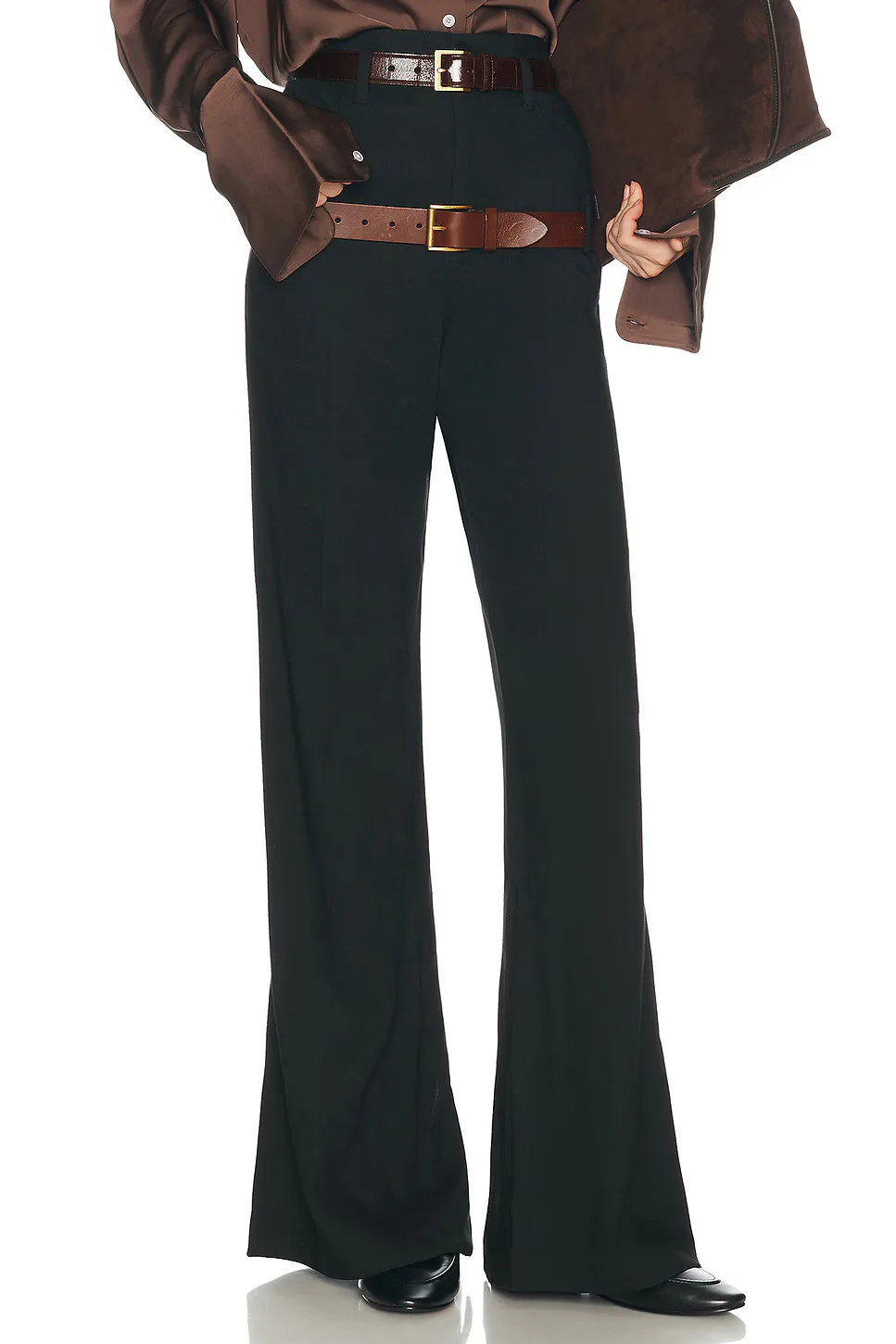 Wool Blend Double Loop Trousers by Helsa