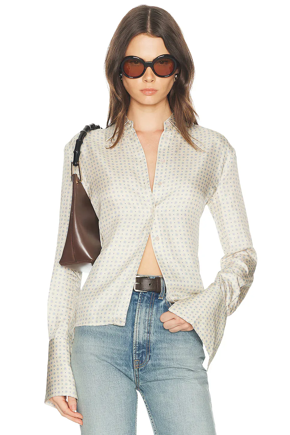 The Silky Shirt in Tie Print by Helsa