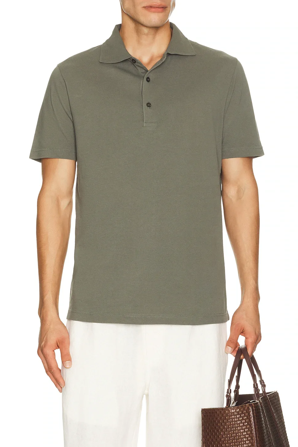 Luca Cotton Piquet Polo Button Up Short Sleeve by Frescobol Carioca
