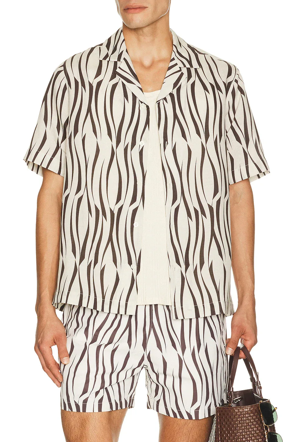 Roberto Lyocell Blend Vento Print Short Sleeve Shirt by Frescobol Carioca