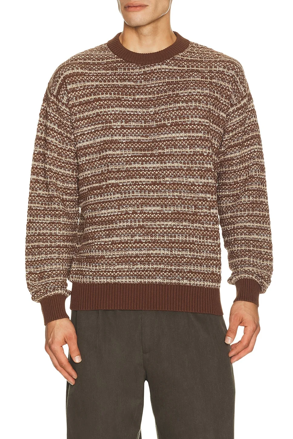 Jardim Cotton Blend Crew Neck Striped Sweater by Frescobol Carioca