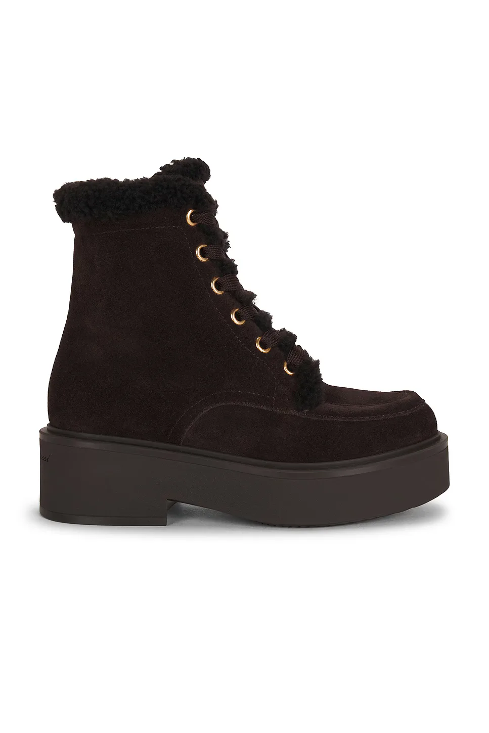 Suede & Fur Combat Boot by Gianvito Rossi