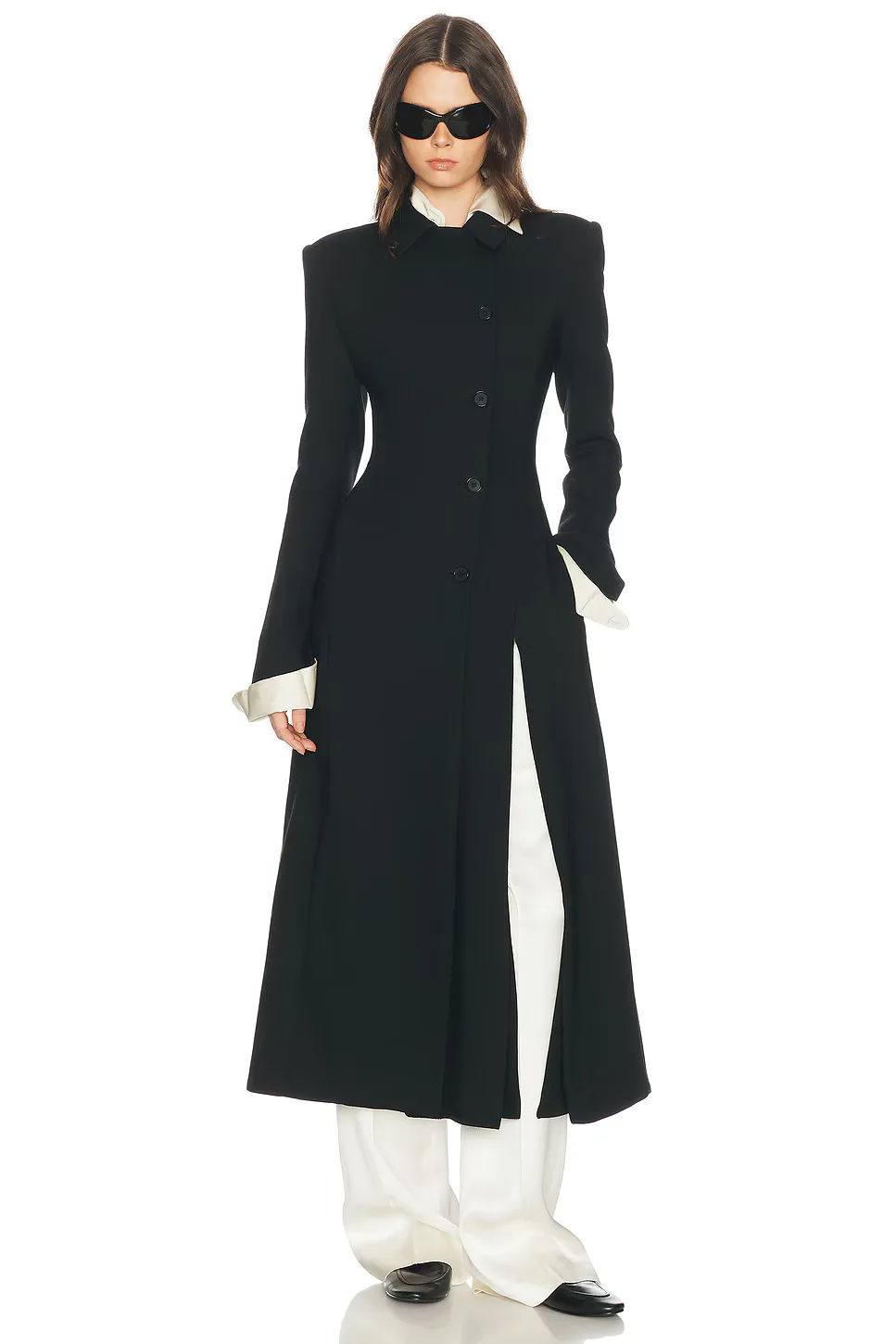 Wool Blend Asymmetrical Suiting Jacket with Slits by Helsa
