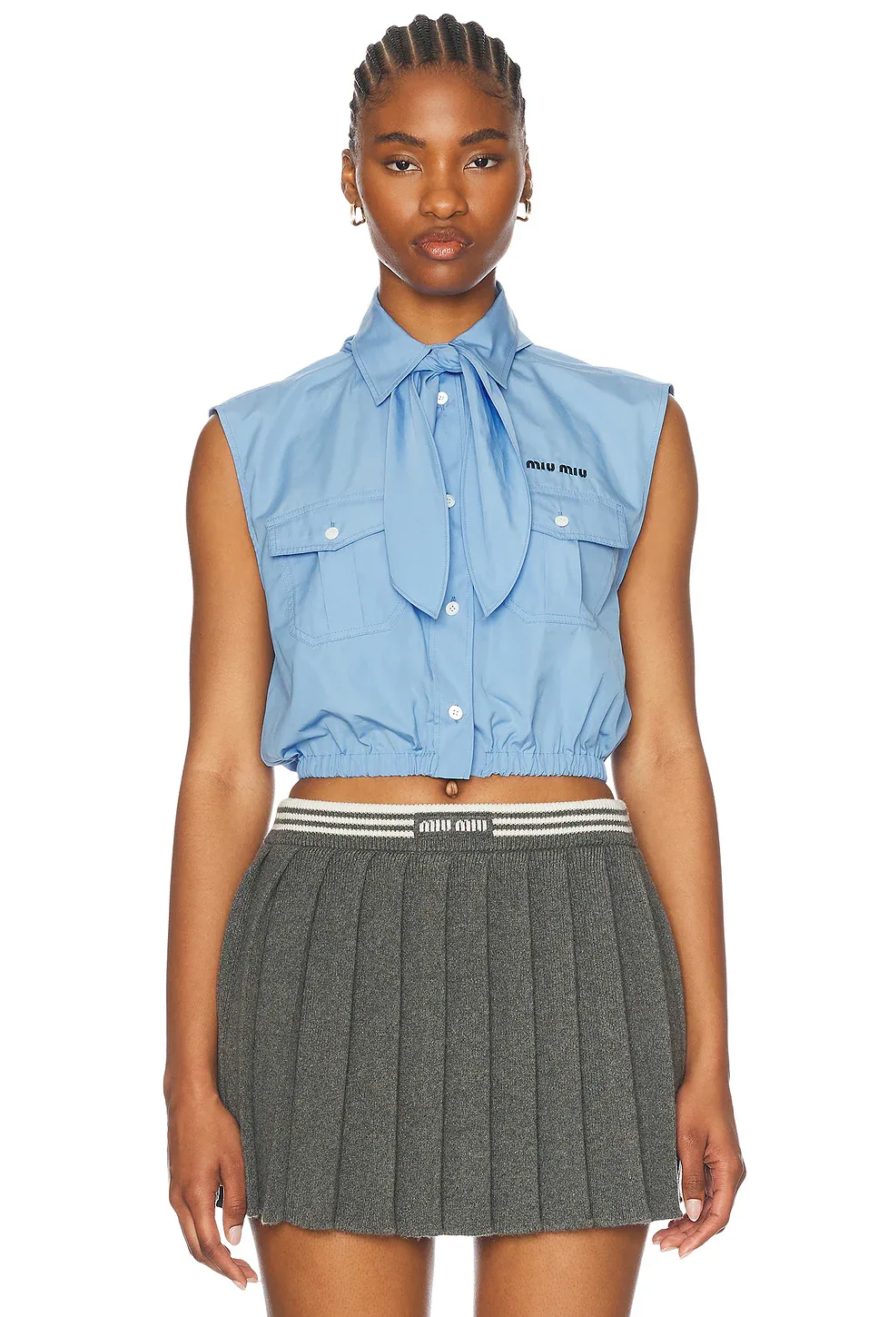 Cropped Button Up Top by Miu Miu