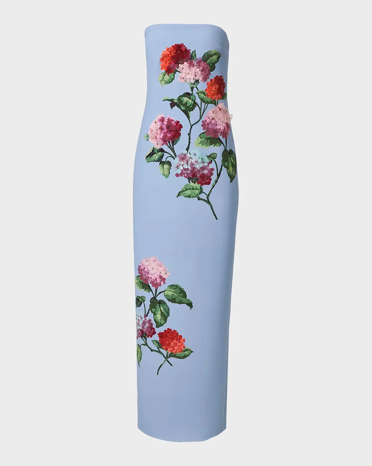 Strapless Floral-Print Column Gown by Carolina Herrera