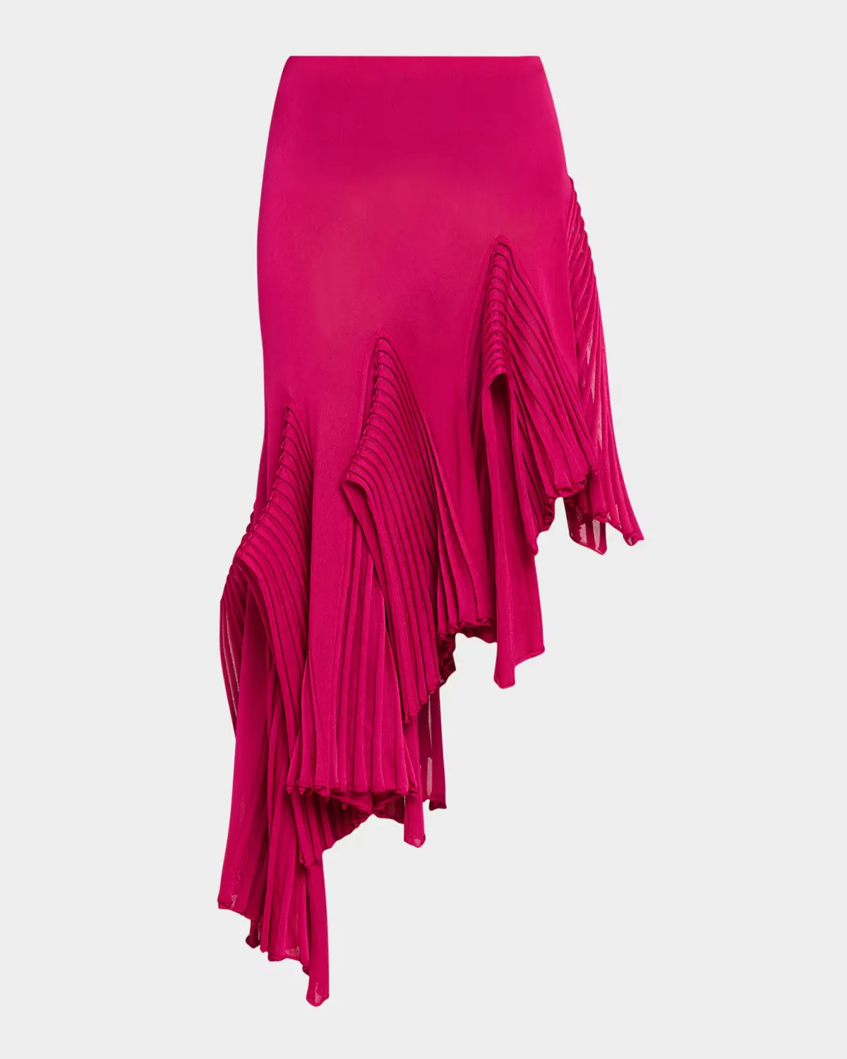 Asymmetric Godet Ruffle Midi Skirt by ALAA