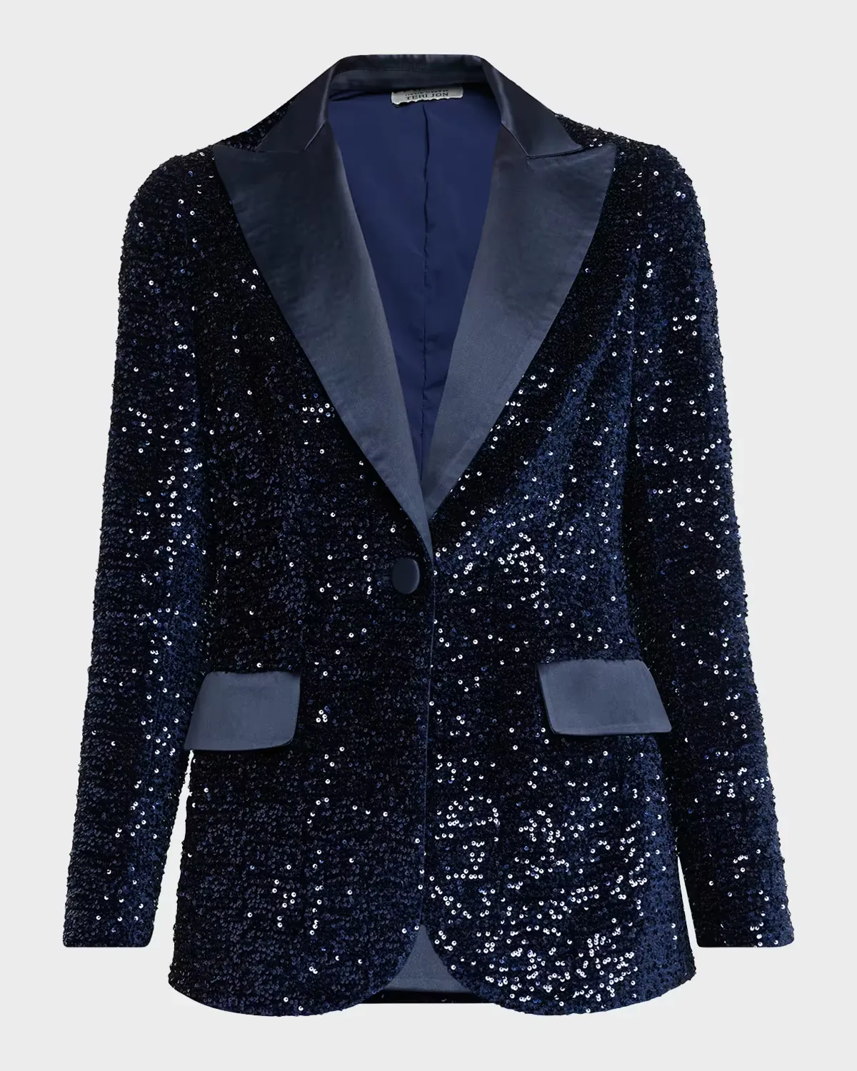 Satin-Trim Sequin Blazer by Teri Jon
