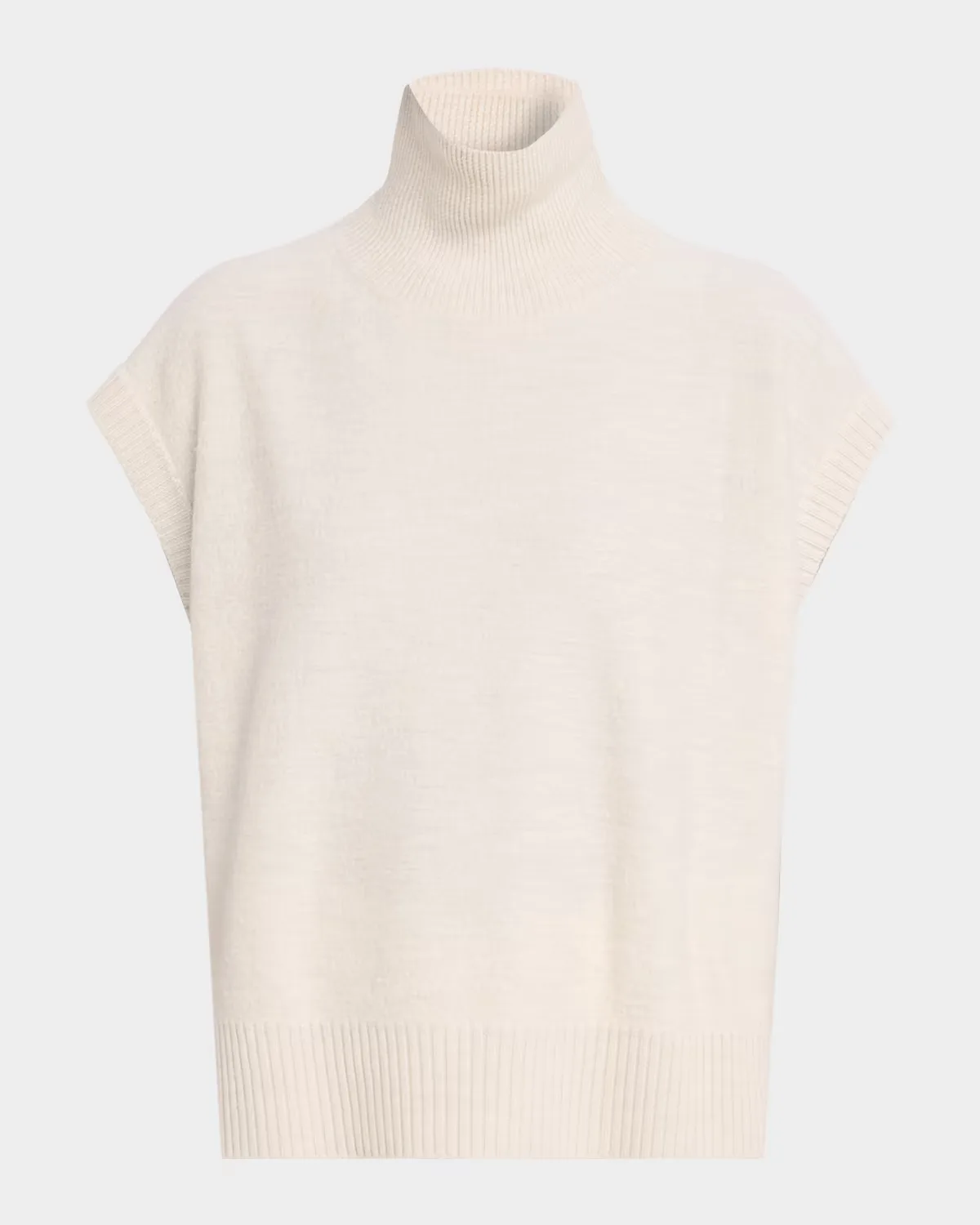 Cap-Sleeve Turtleneck Wool Sweater by Eileen Fisher