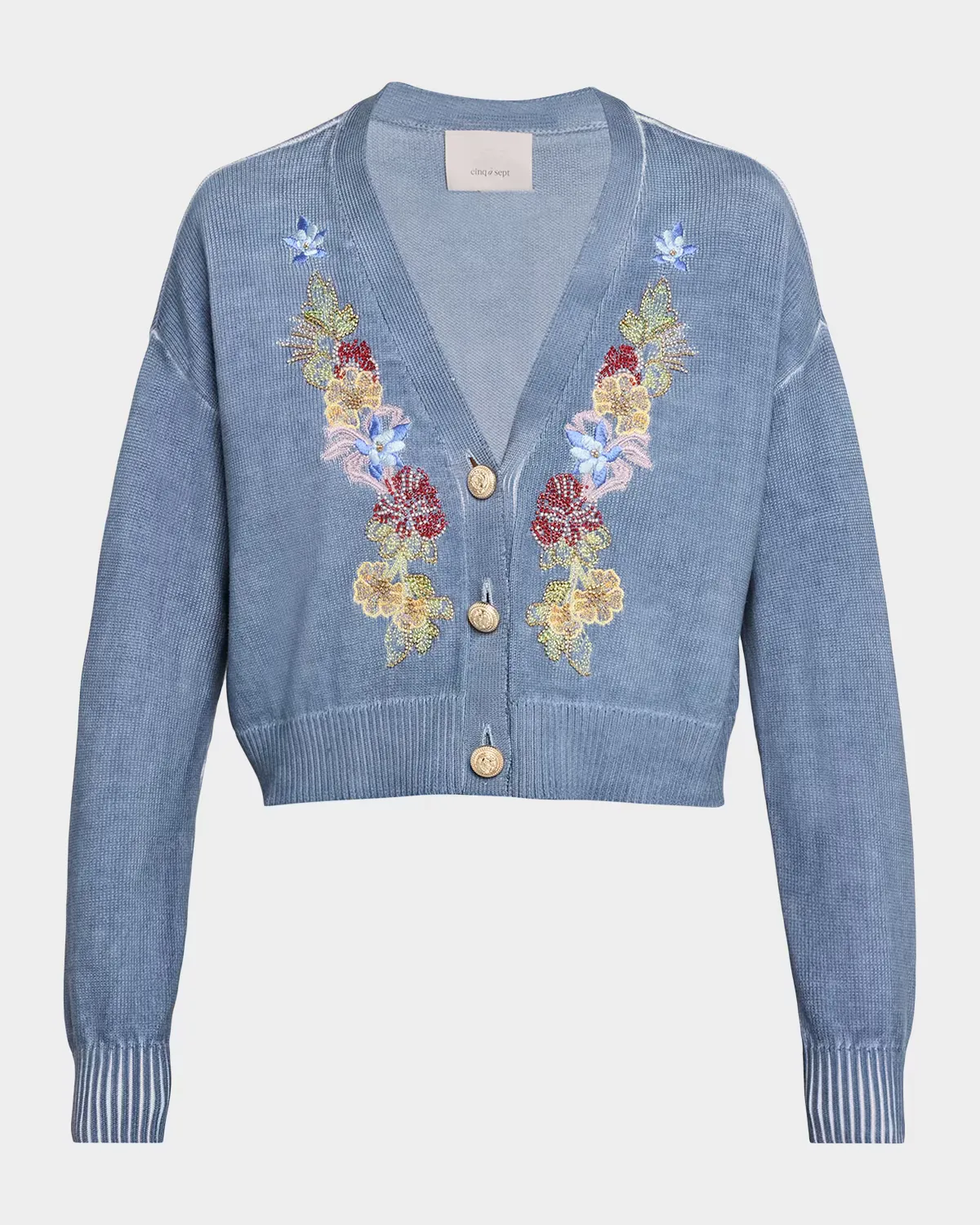 Lita Floral Embroidered Cropped Cardigan by Cinq  Sept