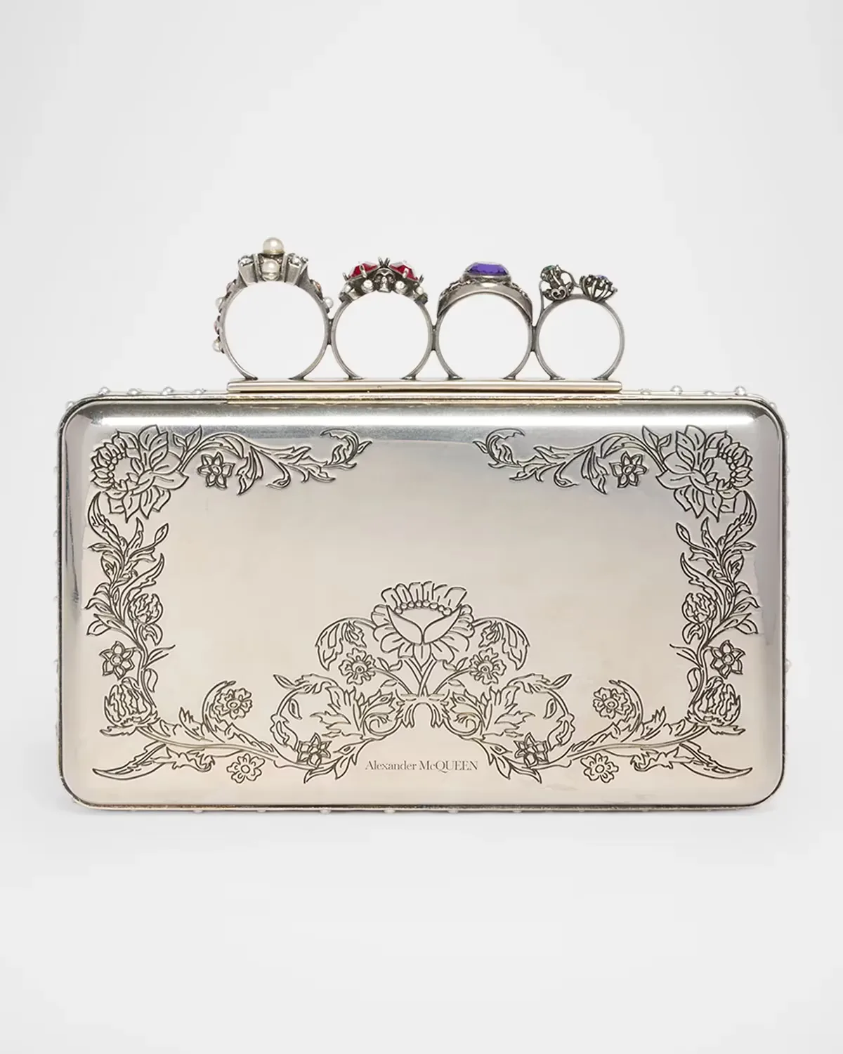 Vanitas Floral Etched Clutch Bag by McQueen
