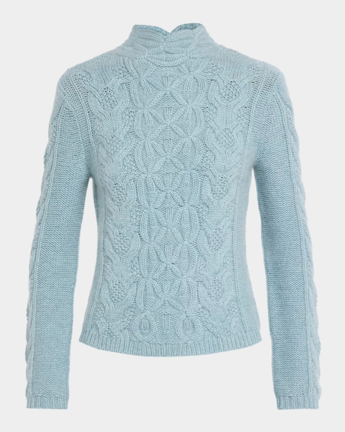 Cashmere Mixed Cable-Knit Mock-Neck Sweater by TSE