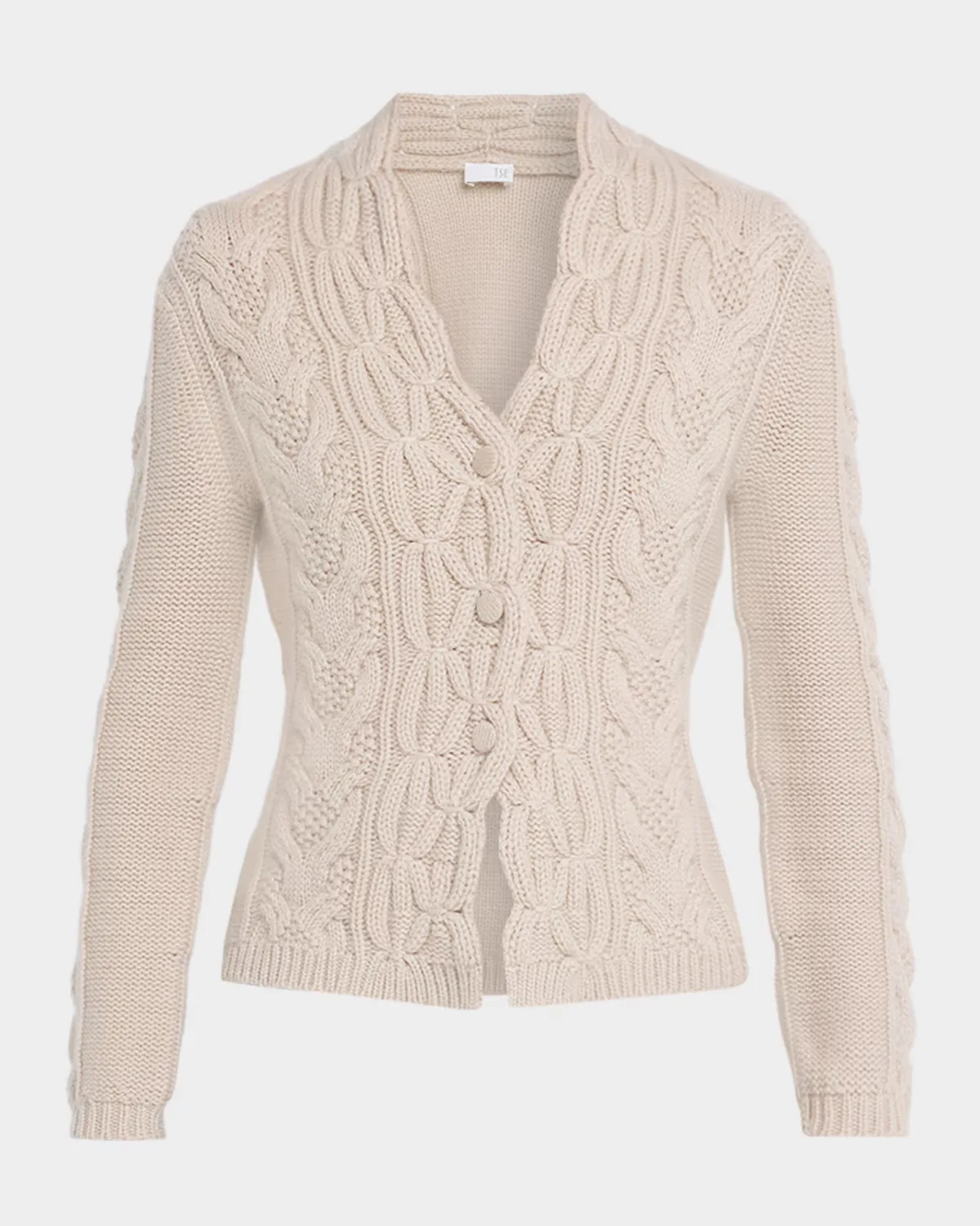 Button-Front Aran Knit Cardigan by TSE