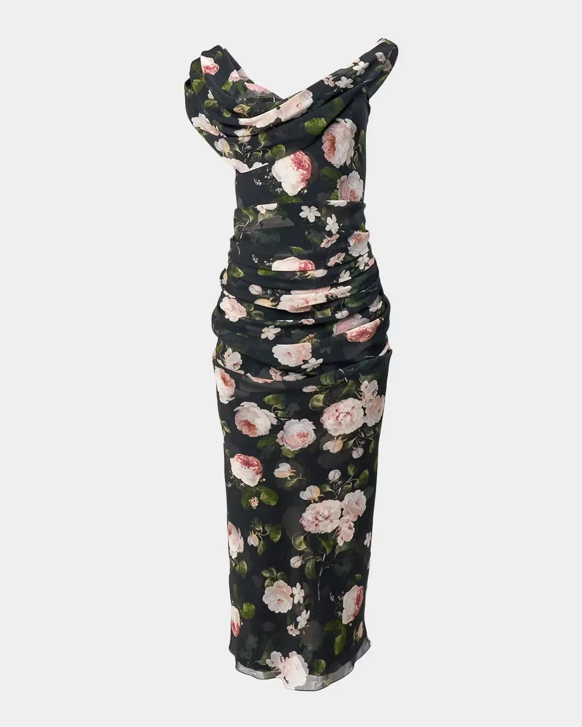 Floral Silk Off-The-Shoulder Maxi Dress by Carolina Herrera