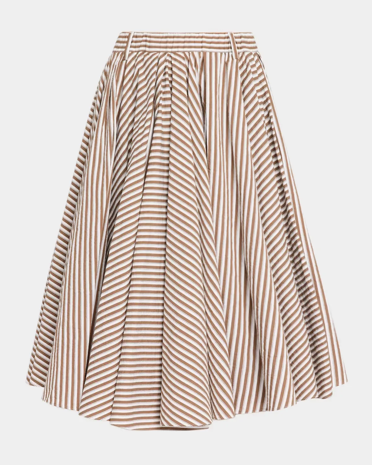 Stripe Cotton Poplin Midi Circle Skirt by Brunello Cucinelli