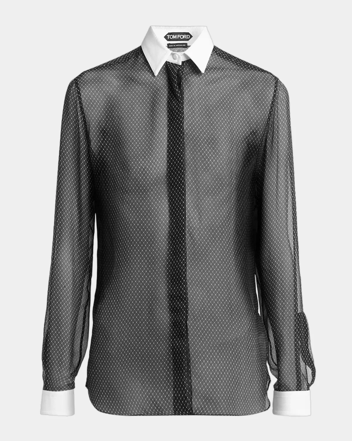 Net-Print Losange Silk Chiffon Button-Down Shirt by Tom Ford