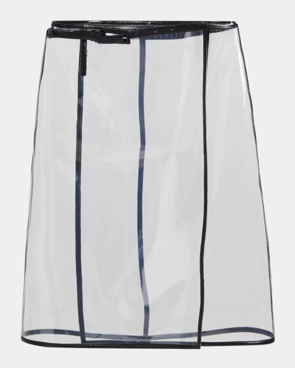 Glass-Effect Techno Leather-Trim Belted Wrap Skirt by Tom Ford