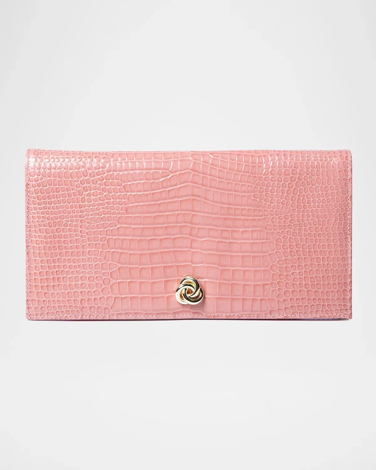 Eloise Croc-Embossed Leather Clutch Bag by Michelle Wilhite