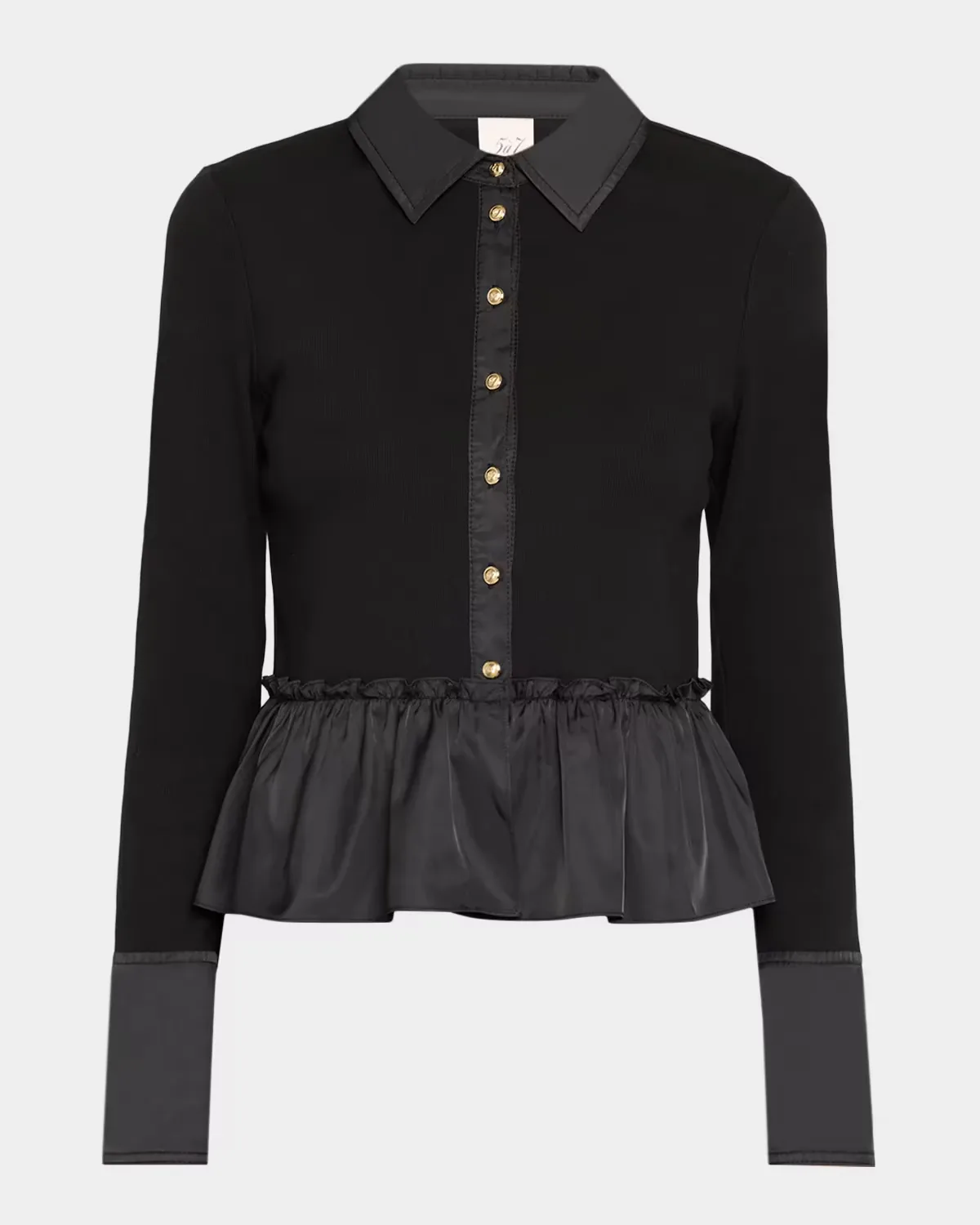 Salem Peplum Button-Front Top by Cinq  Sept