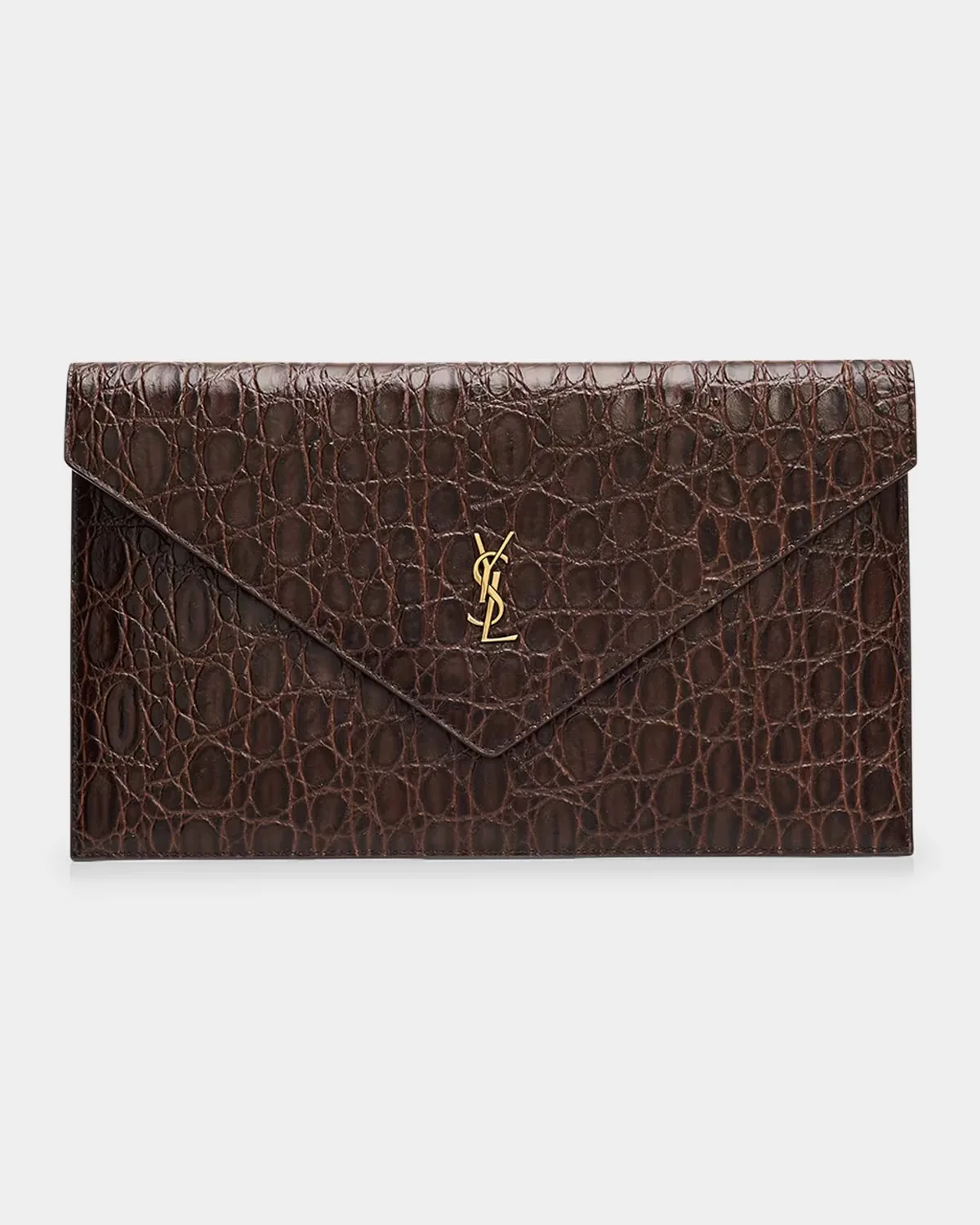 Paris Crocodile-Embossed Leather Pochette by Saint Laurent