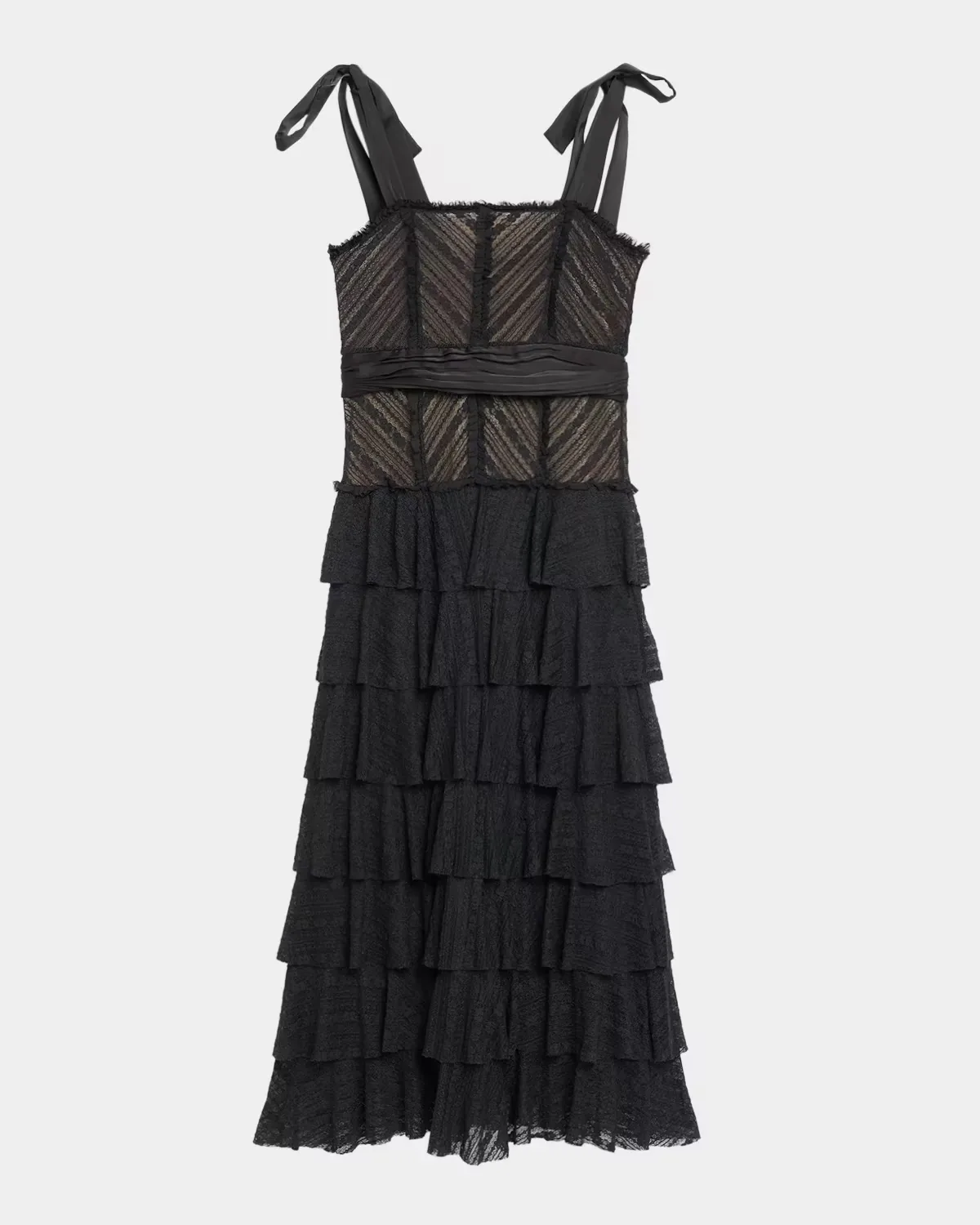 Sabrina Lace Tie-Shoulder Midi Dress