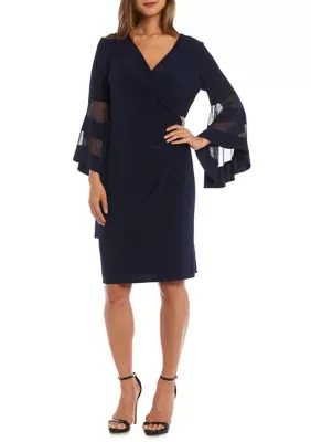 Sheer Sleeve Wrap Dress by R&M Richards