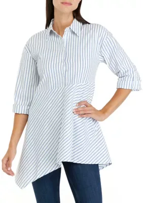 Woven Asymmetrical Hem Tunic by Cupio