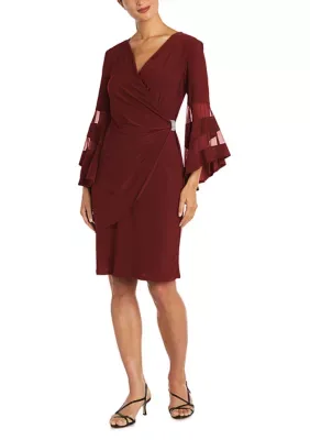 Sheer Sleeve Wrap Dress by R&M Richards