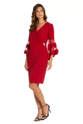 Sheer Sleeve Wrap Dress