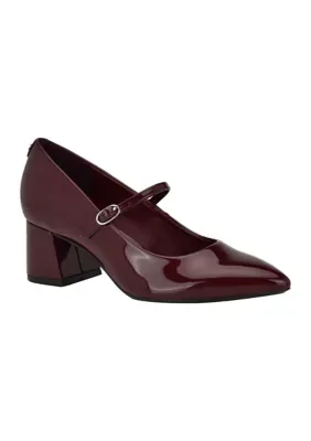 Leora Block Heel Pointy Toe Mary Jane Pumps by Calvin Klein