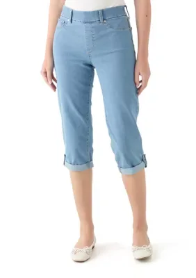 Pull on Hem Detail Denim Capris by Kim Rogers