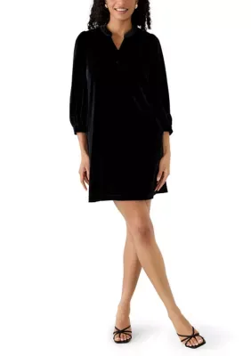 Velvet Puff Sleeve Dress by Crown & Ivy