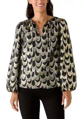 Metallic Jacquard Woven Top by Crown & Ivy