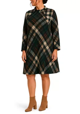 3/4 Sleeve Printed Cozy A-Line Dress by Jessica Howard