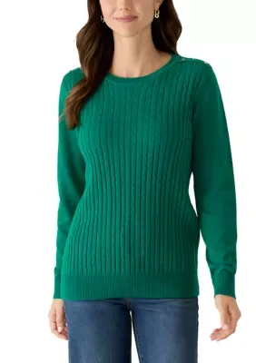 Cable Knit Crew Neck Sweater by Kim Rogers